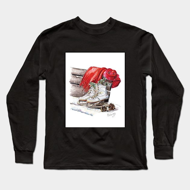 Skating Long Sleeve T-Shirt by Viktoria Love Art